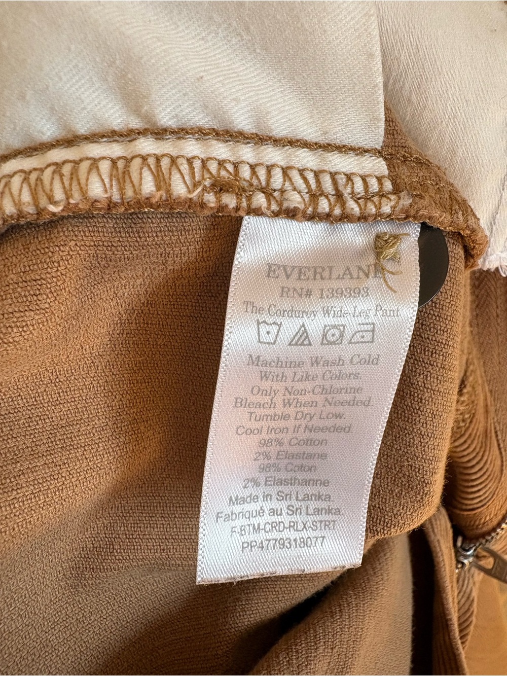 Everlane Women’s The Corduroy Wide Leg Brown Pants Size 12 - Picture 8 of 14